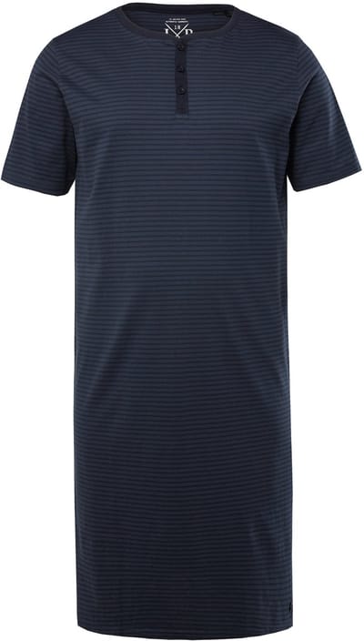 JP 1880 - Heren - Nachthemd Henley strepen - Navy blauw - Maat XL