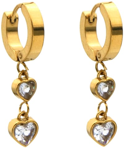 Oorbellen hart kristal - RVS - 3 cm – valentijn – cadeau