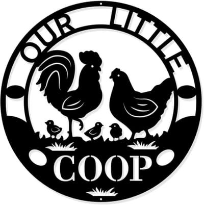 Janse® Wanddecoratie kip, haan en kuikens - Our little coop - Wall art - Kunst - Tuindecoratie - Woonaccessoires - Kippenhok decoratie - Woondecoratie - Muurdecoratie