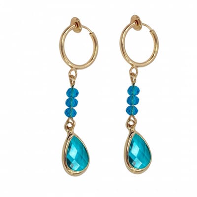 Klem oorbellen - turquoise goudkeurig- geen gaatje- Charme Bijoux