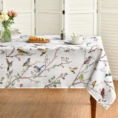 Lentevogels Tak Bloemen Rechthoekig Waterdicht Tafelkleed Tafeldecoratie Herbruikbaar Keuken Eettafelkleed Feestdecoratie 100x160cm