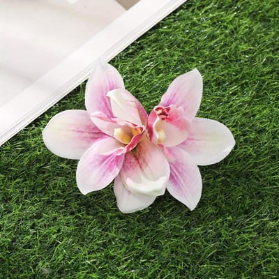 Pinces à Cheveux Orchidée Fleur Simulée Petite Épingle à Cheveux Barrette de Mariée Mariage à la Plage Femmes Vacances Pince à Cheveux Florale Accessoires pour Cheveux One size pink