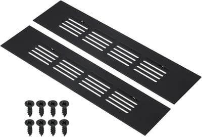 Set van 2 Rechthoekige Ventilatiehoezen van Aluminium Gaas voor Kast en Deur - Zwart