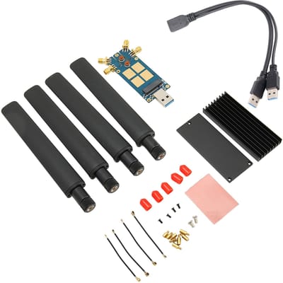 5G DONGLE Uitbreidingskaart 4 Antennes Aluminiumlegering ABS USB3.1 naar M.2 Key B Kaart voor 5G Module