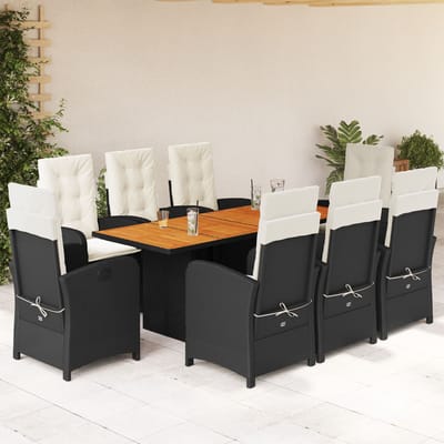 vidaXL - 9-delige - Tuinset - poly - rattan - zwart