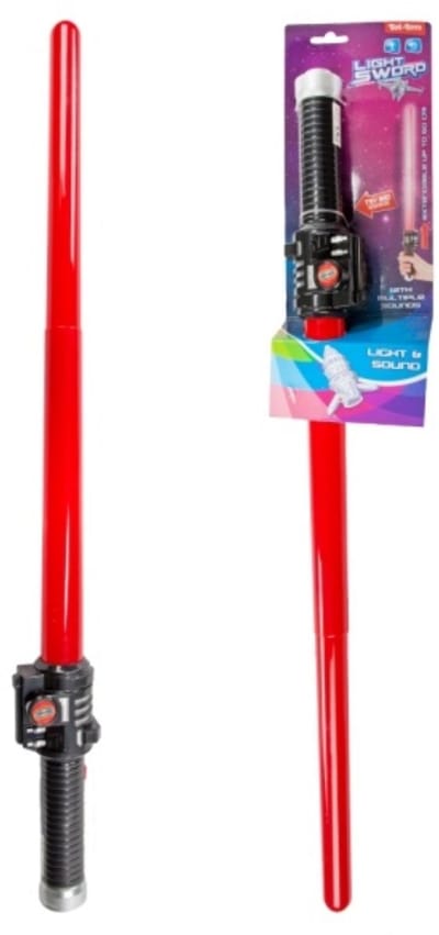 Toi-toys Lichtzwaard - rood - 62 cm - kunststof - uitschuifbaar - licht en geluid - verkleedaccessoires