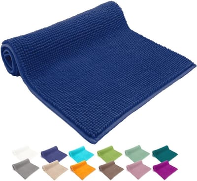 Badmat Chenille - Zachte Vloermat - Badkamer Comfort - Extreem Absorberend - 60 x 90 cm - Marineblauw