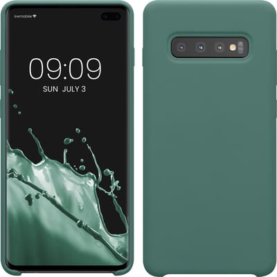 kwmobile telefoonhoesje geschikt voor Samsung Galaxy S10 Plus / S10+ - Hoesje met siliconen coating - Smartphone case in dennengroen