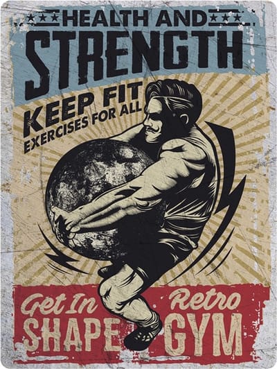 Signs USA - retro wandbord - dibond - Retro Fitness - 60 x 45 cm