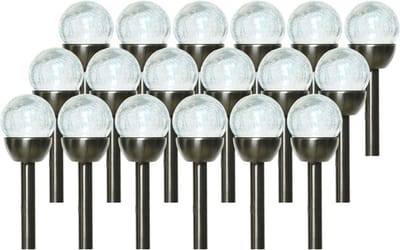 Lumineo Prikspotjes - 18x stuks - bollen - LED - RVS - solar verlichting - colour changing - 24 cm - Tuinlampjes - op zonne-energie
