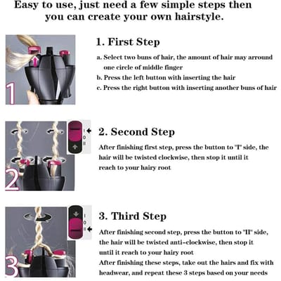 Elektrische Haarbraker Automatische Snelle Twist Twister Haarbraker Tool Slimme DIY Haar Tools Haarbraker Machine Vlecht zwart