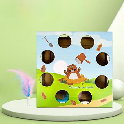 Kerst Elektrisch Huisdier Whack-a-mole Kattenbak Om De Kat Te Amuseren Draaitafel Golfkartonnen Doos Om De Kat Te Amuseren en Verveling Te Verlichten Interactief Speelgoed 25 * 25 * 6.5cm
