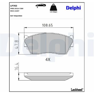 Remblokkenset, schijfrem DELPHI LP783