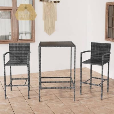 Tuinbarset 3-delig - Buiten statafel set - Buiten ontspannen - Met rugleuning - 70 x 70 x 110 cm - Grijs
