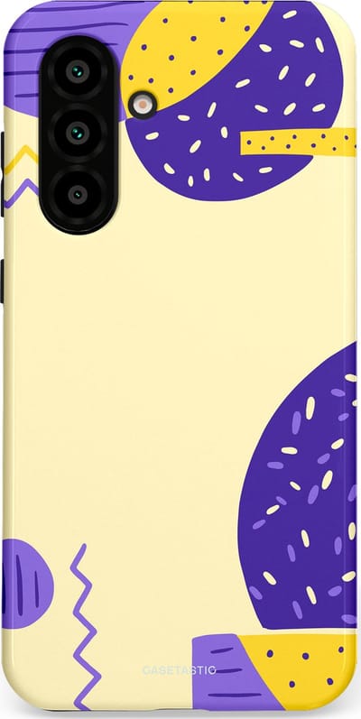 Casetastic hoesje geschikt voor Samsung Galaxy A36 / Samsung Galaxy A56 - Dubbellaagse bescherming - Geo zigzag - Fashion Case - Crème Blauw Geel