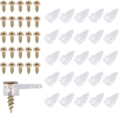 Dailygoods- Glasklemmen 25 Sets - PP Materiaal - Wandmontage - Spiegelbeugels - Bevestigingsklemmen - Inclusief Schroeven
