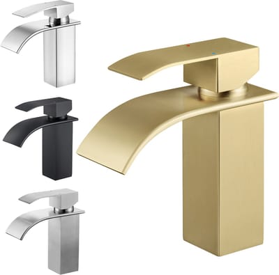 CECIPA Max - Wastafelkraan - Badkamerkraan - Toiletkraan - Mengkraan - RVS - Watervalkraan -Warm en Koud - Waterbesparende - inclusief aansluitingen - Goud