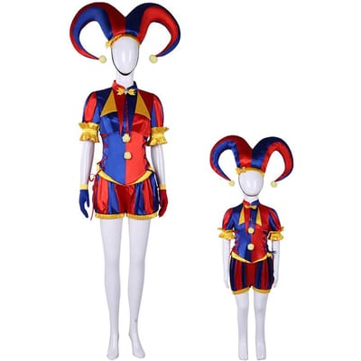 Het Verbazingwekkende Digitale Circus Pomni Cosplay Kostuum Dames Heren Meisjes Jongens Clown Kostuum Pak Halloween Feest Rollenspel Outfits Child 140 blue