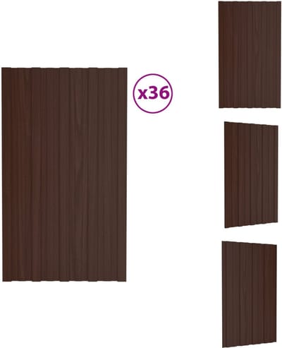 vidaXL - Dakpanelen - 36 - st - 80x45 - cm - gegalvaniseerd - staal - bruin