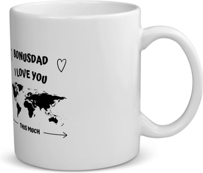 Akyol - bonusdad i love you this much koffiemok - theemok - Vader - geweldige papa - liefste bonusvader - verjaardag - cadeau - kado - bedankje - geschenk - 350 ML inhoud