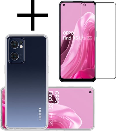 Hoesje - Met Screenprotector - Geschikt voor OPPO Find X5 Lite - Sterk & Shockproof - Back Cover - Siliconen Case - Telefoon Hoes - Transparant