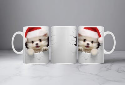 Koffiemok kerst 3D Poesje