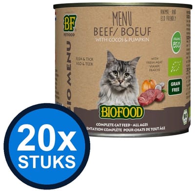 20x Biofood - Organic Rund Menu Blik - Kattenvoer Natvoer - 200g