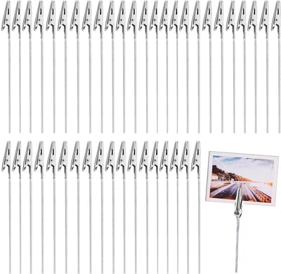 Dailygoods- Krokodillenklemmen Set - 50 Stuks Metaaldraad - 15 cm Klemmen - Fotoclips - Notitiehouder - Zilver Metaal - Fotoklem