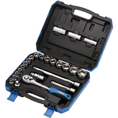 Draper 1/2" Doppenset met ratel en gloeibougiedoppen, 24-delig