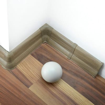 PVC Plint Bevestigingspunt - Plint Accessoire - Afwerking Vloer - Links Zijaansluiting - 62 mm - Grijze Eik