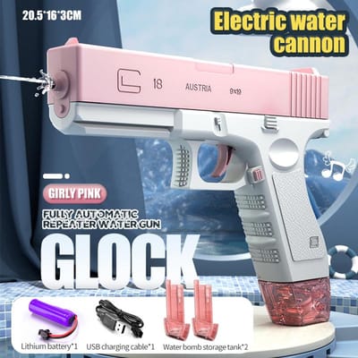 Pistolet à eau électrique automatique pour enfants, haute pression, extérieur, plage, grande capacité, piscine, jouet d'été pour enfants, garçon