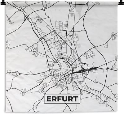 Wandkleed - Wanddoek - Erfurt - Stadskaart - Plattegrond - Kaart - 180x180 cm - Wandtapijt