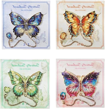 Metaal Vlinder Boekenleggers Set van 4, Gepersonaliseerde Boekenleggers, Perfect Cadeau voor Leraren en Studenten, Unieke Schoolaccessoires