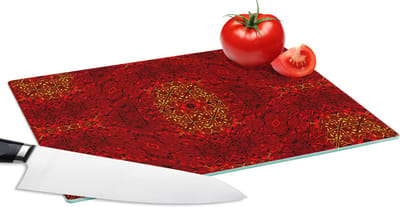 Glazen Snijplank - 28x20 - Patroon - Abstract - Rood - Snijplanken Glas