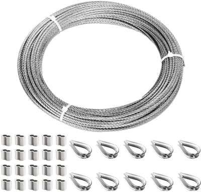 Sterke RVS Staalkabel 0,3 cm x 2,5m voor Leuningen en Terrasafscheiding