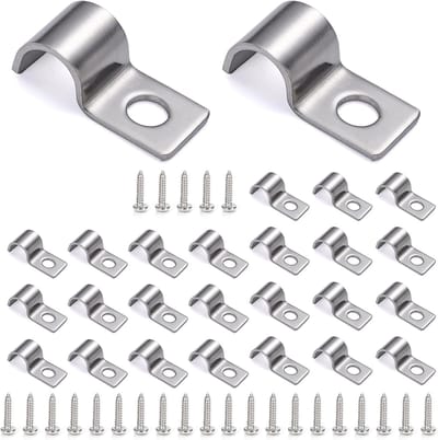 Metaal Kabelclips Set van 25 voor Schroefmontage, Roestvrijstalen Kabelhouders voor Wandbevestiging, Ideaal voor Organiseren van Kabels en Draadbeheer