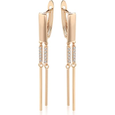 Trendy Design Kwastje Hangende Oorbellen Voor Vrouwen Persoonlijkheid Rosé Goud Kleur Met Natuurlijke Zirconia Dagelijkse Sieraden Voor Meisjes beige