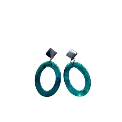 2 Love it LunaLoops - Oorbellen - Statement - Ovaal - Turquoise Zilverkleurig