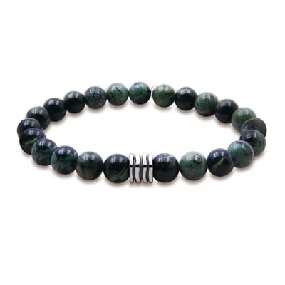 Twice As Nice Armband in edelstaal met groene jade natuursteen van 6mm 21cm