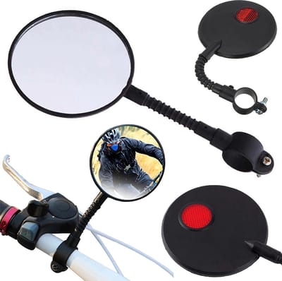 Benson set van 2 Ronde Fietsspiegel – Ø 80 mm – Flexibel – Met Reflector – Zwart