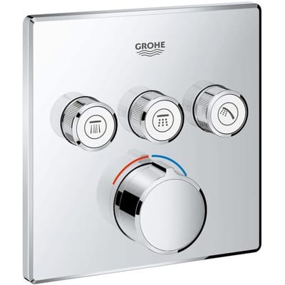 Grohe SmartControl concealed mixer ready-mounted set with 3 shut-off valves, square design 29149000