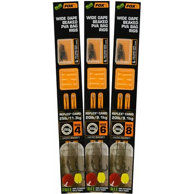 Voettekst Fox Edges Wide Gape Beaked PVA Ready Rigs - 20lb
