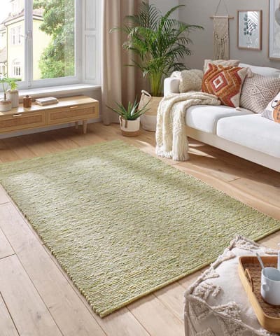 Wollen vloerkleed - Lundr groen 70x130