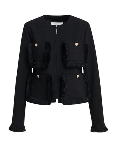 Essentiel Antwerp Fringed Jacket Jackets Zwart Kinetic