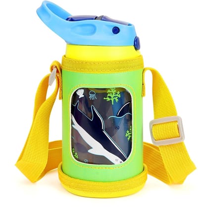 Jhubersproducts - Harde basis waterfles houder - Vegan leren bidonhouder - Groen en Geel - Geschikt voor CamelBak en Contigo - Houdt fles rechtop - Pe