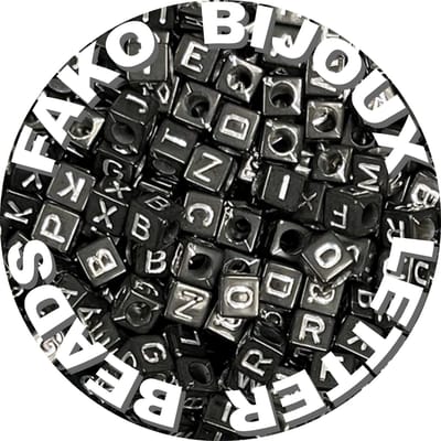 Fako Bijoux® - Letterkralen Vierkant - Letter Beads - Alfabet Kralen - Sieraden Maken - 6mm - 500 Stuks - Zwart/Zilver