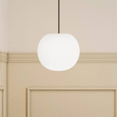 Casablanca hanglamp Acai, wit/zwart, glas, Ø 26 cm, E27