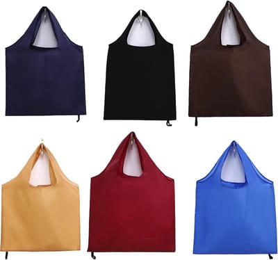 Herbruikbare Vouwbare Winkeltassen Set van 6, Lichtgewicht, Grote Capaciteit, Ideaal voor Dagelijks Gebruik en Reizen, Rood, Oranje, Zwart, Khaki