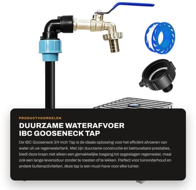 Dailygoods - Duurzame Waterafvoer - IBC Gooseneck Tap - Efficiënte Regenwaterafvoer - 3/4 Inch - Geschikt voor Regenwatertanks - Betrouwbaar en Robuust