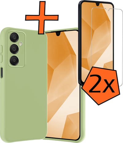 Hoes - Met 2x Screenprotector - Geschikt voor Samsung Galaxy A16 - Sterk & Shockproof - Back Cover - Siliconen Case - Telefoon Hoes - Groen